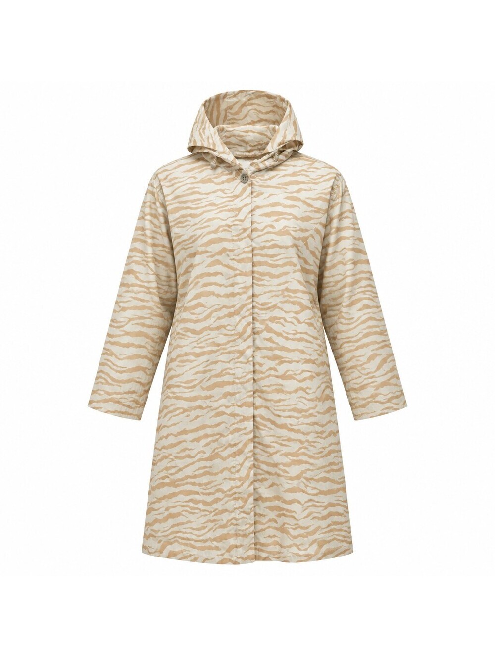 AVA & VIV Women's 2X Beige White Recycled Polyester Hooded Raincoat